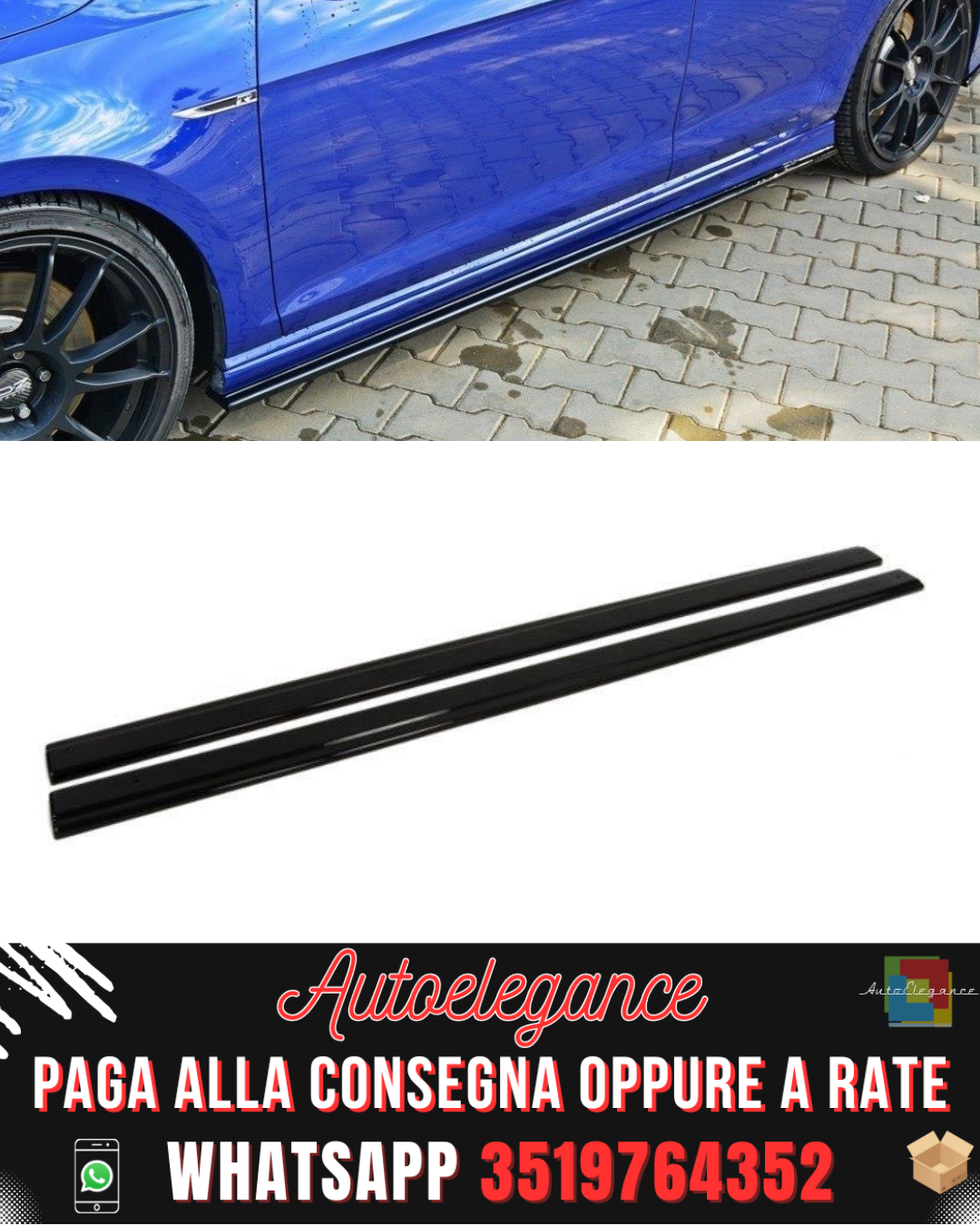 MINIGONNE LATERALI DIFFUSORI V.1 adatte per VW GOLF 7 R / R-LINE 2013-2016