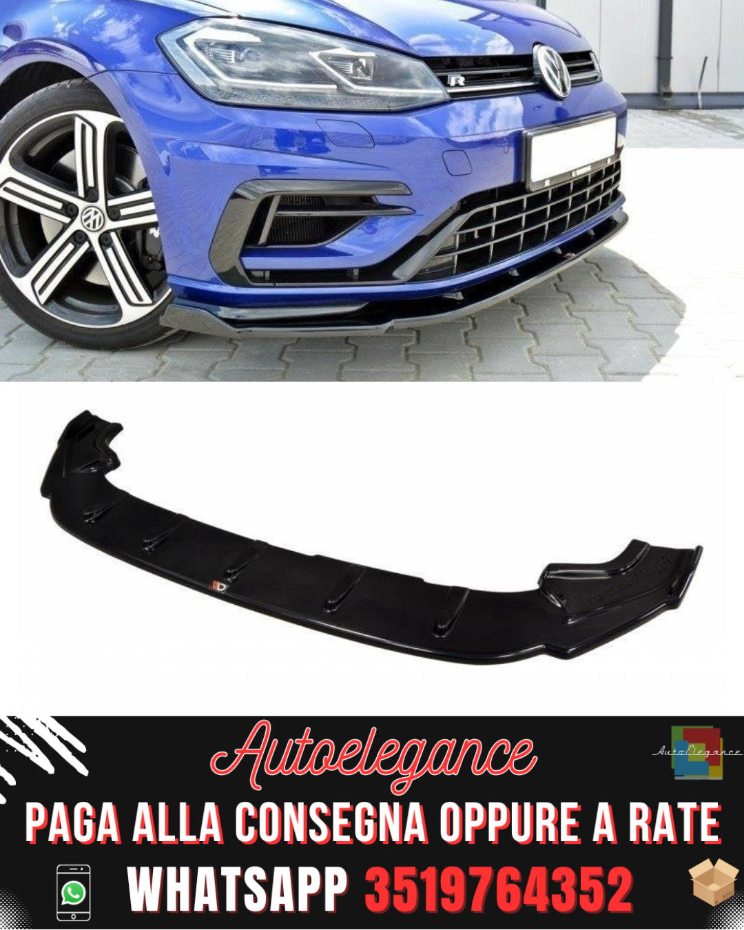 SPLITTER ANTERIORE V.1 adatto per  VW GOLF 7 R / R-LINE FACELIFT 2017-2020