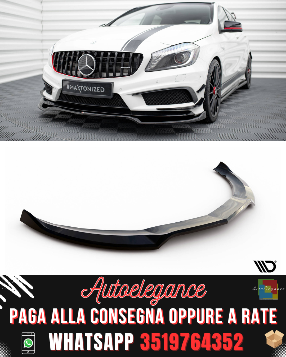 SPLITTER ANTERIORE adatto per  V.4 MERCEDES-BENZ A45 AMG W176 2012-2015