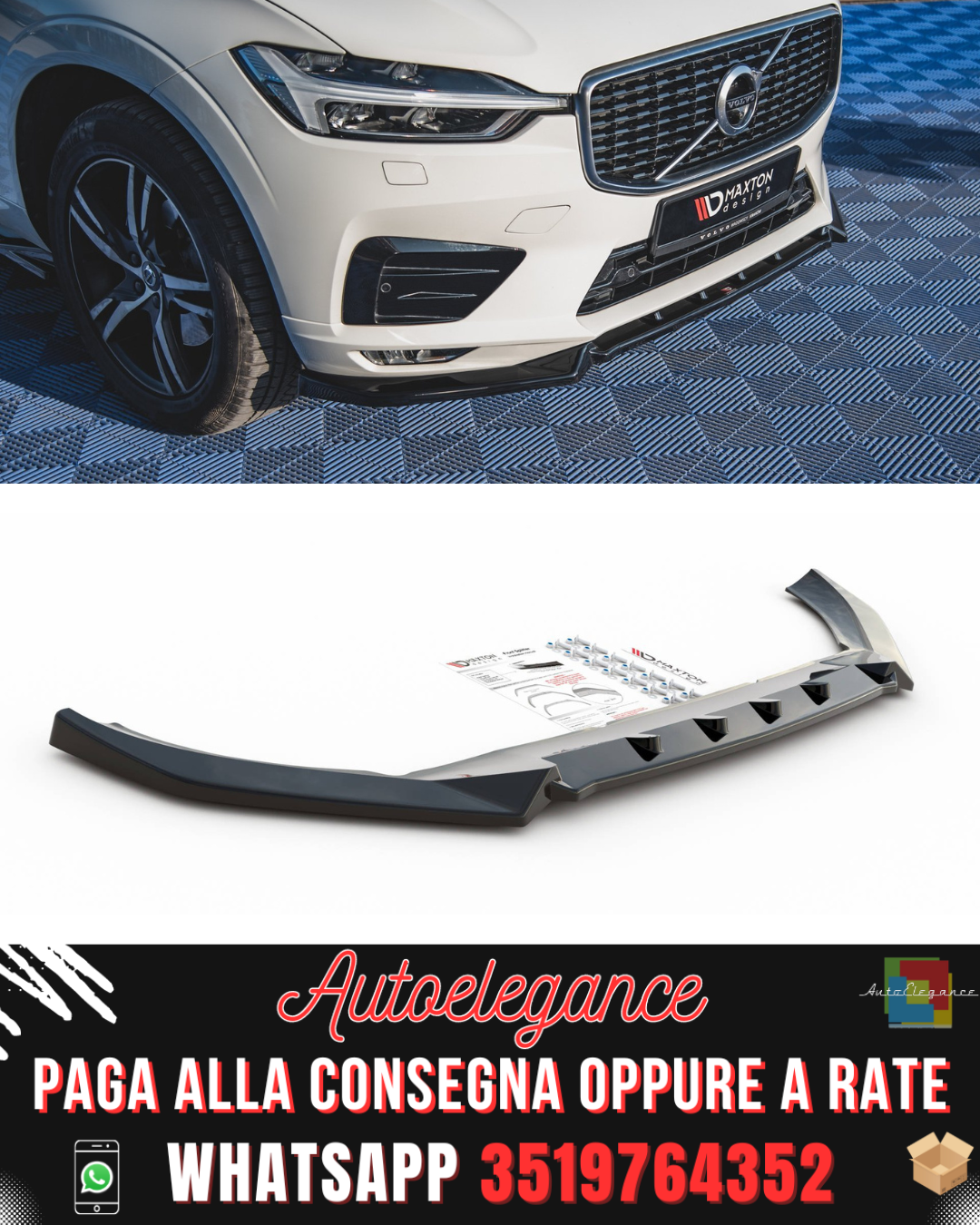 SPLITTER ANTERIORE adatto per V.2 VOLVO XC60 MK2 R-DESIGN 2017-2021