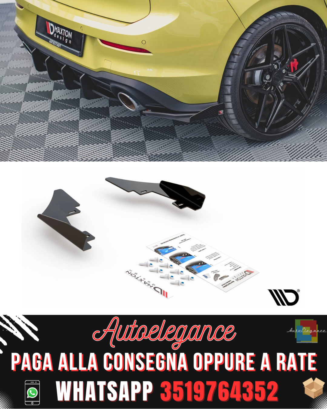 FLAP LATERALI POSTERIORI ADATTI PER VOLKSWAGEN GOLF 8 GTI CLUBSPORT 2020