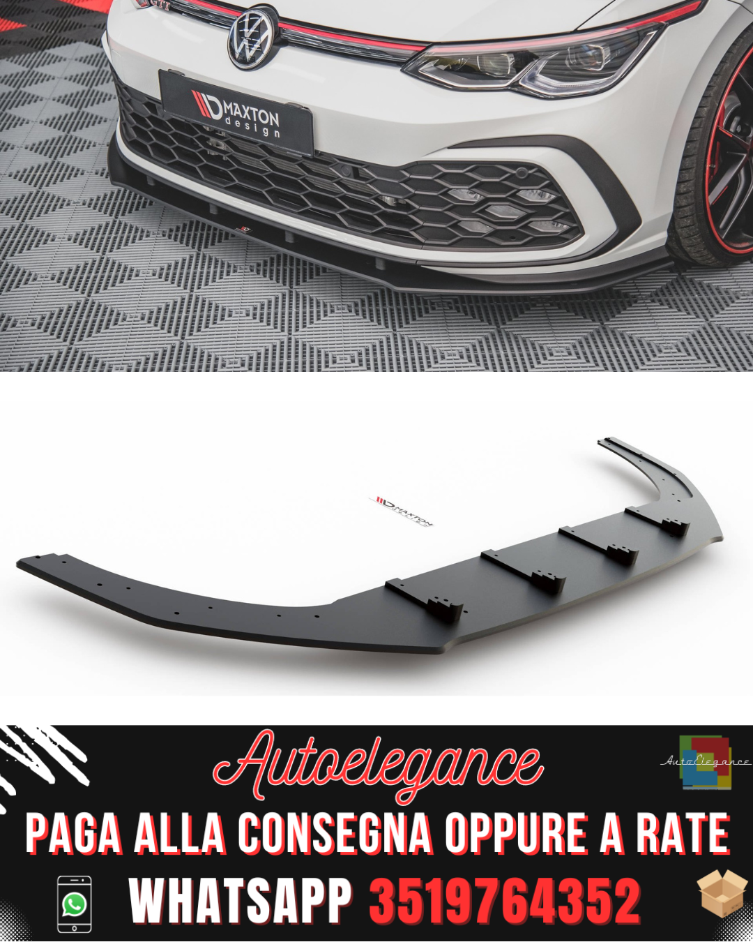 SPLITTER ANTERIORE RACING adatto per  VOLKSWAGEN GOLF 8 GTI / R-LINE 2020