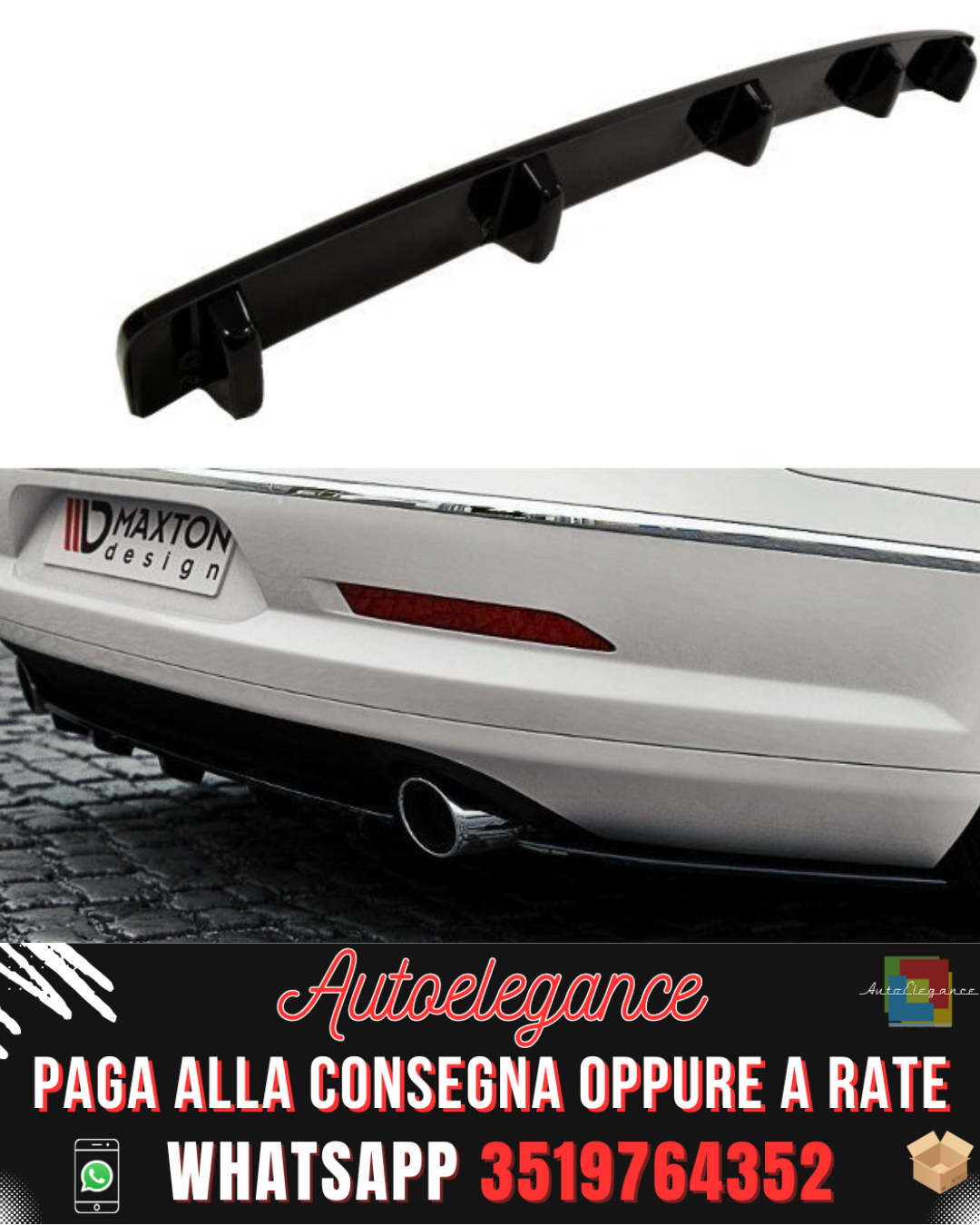 SPLITTER POSTERIORE CENTRALE ADATTO PER VW PASSAT CC R36 RLINE 2008-2012