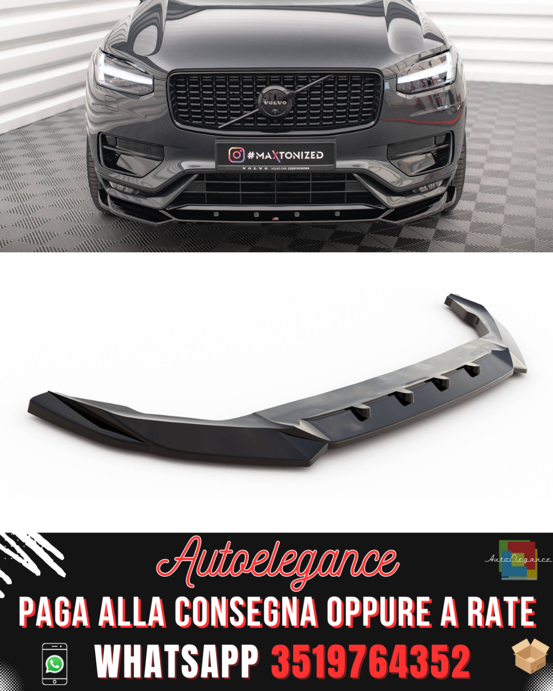 SPLITTER ANTERIORE adatto per V.1 VOLVO XC90 R-DESIGN MK2 FACELIFT  2019-