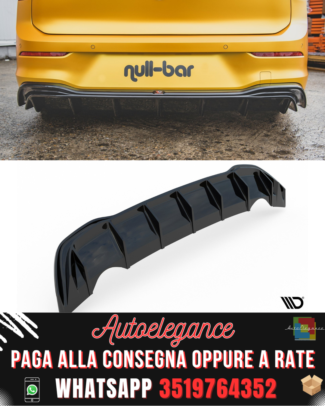 DIFFUSORE POSTERIORE ADATTO PER VW GOLF 8 2019