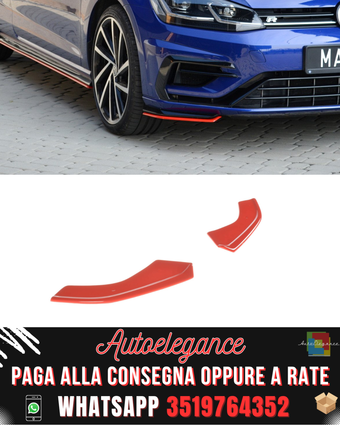 SPLITTER ANTERIORE V.8 adatto per VW GOLF 7 R / R-LINE FACELIFT 2017-2020