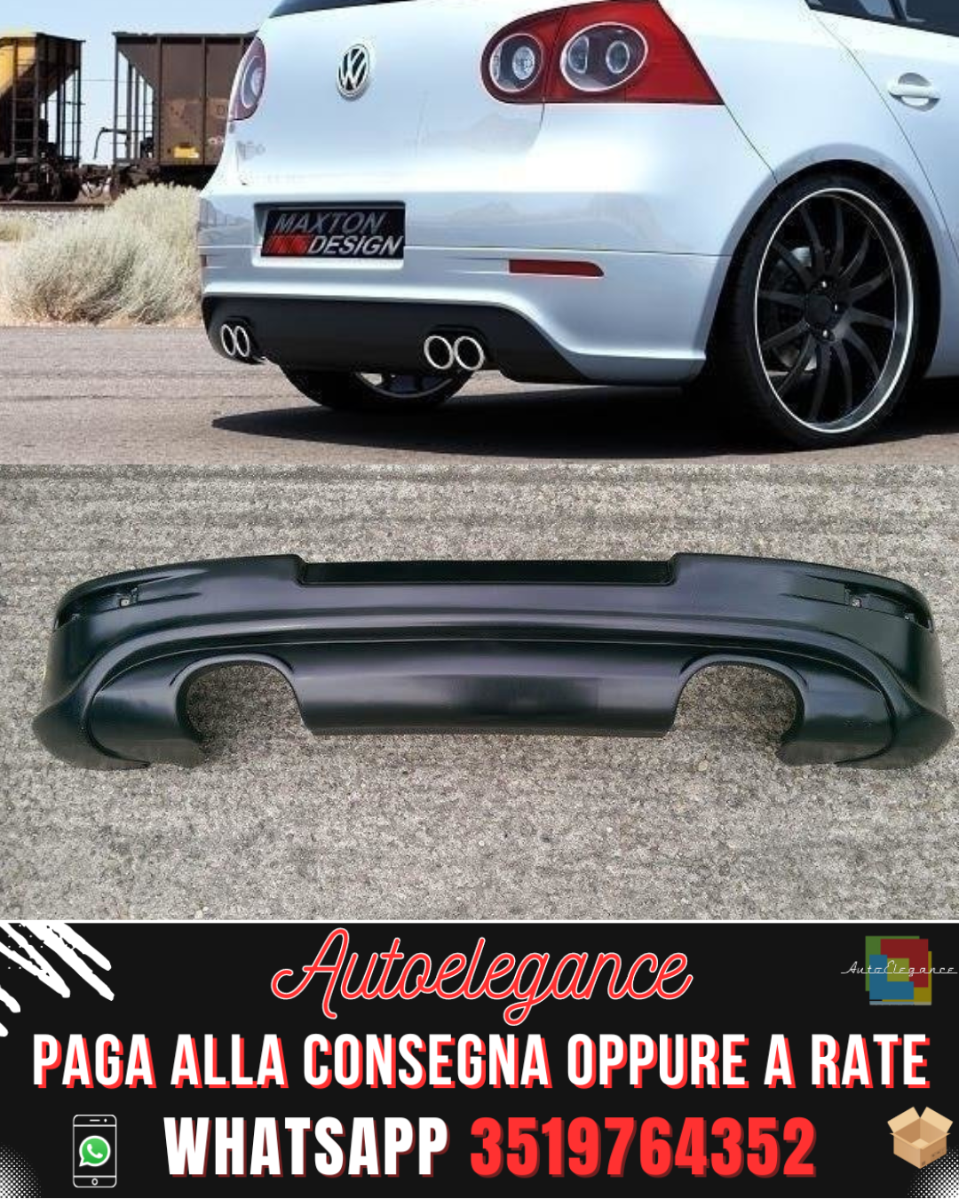 DIFFUSOREPOSTERIORE adatto per VW GOLF V R32 (CON 2 FORI DI SCARICO) 2003-2008