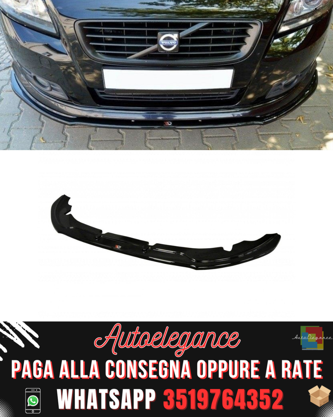 SPLITTER ANTERIORE adatto per V.1 VOLVO V50F R-DESIGN 2007- 2012