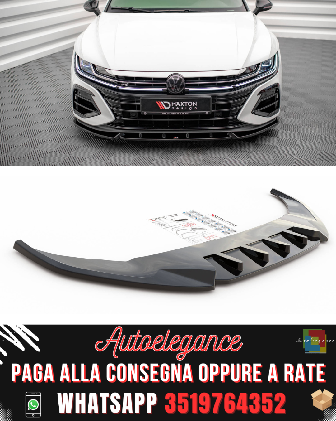 SPLITTER ANTERIORE adatto per V.2 VOLKSWAGEN ARTEON R 2020-