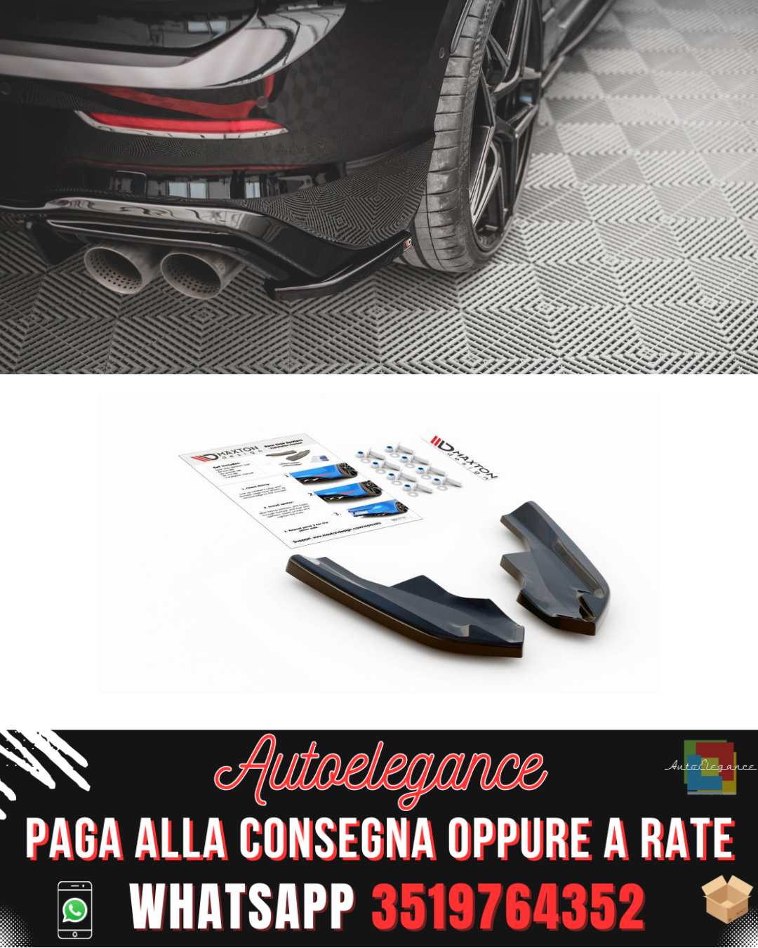 SPLITTER LATERALI POSTERIORI ADATTI V.4 PER VOLKSWAGEN GOLF R MK8 2020