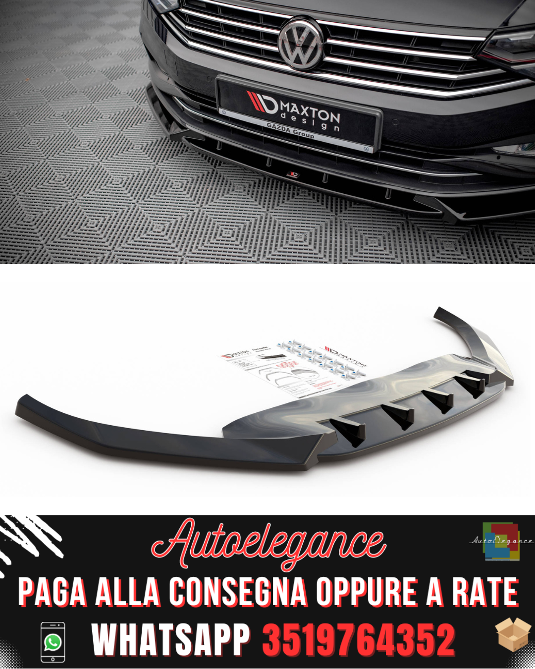 SPLITTER ANTERIORE V.2 adatto per VOLKSWAGEN PASSAT B8 FACELIFT 2019-2023