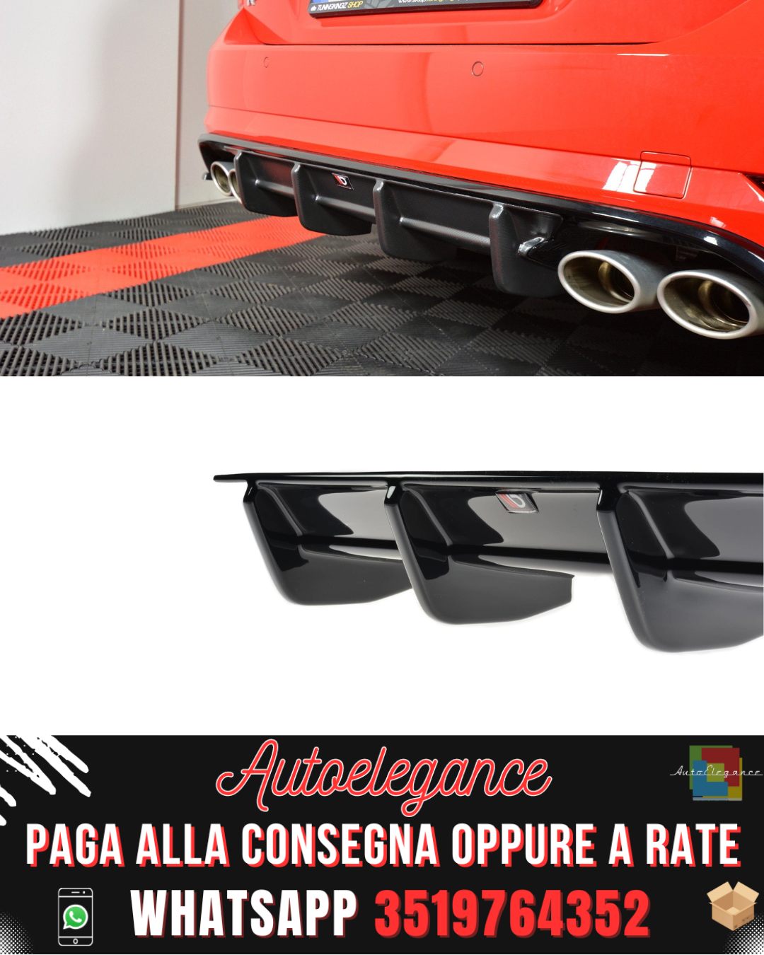DIFFUSORE POSTERIORE adatto per VW GOLF 7 R VARIANT FACELIFT 2017