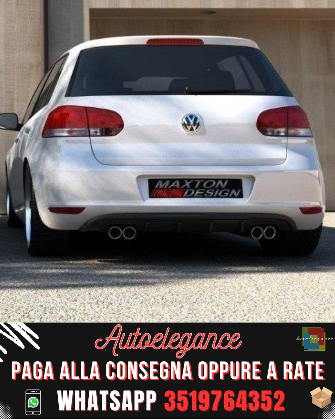 DIFFUSORE POSTERIORE ADATTO PER VW GOLF VI CON 2 FORI DI SCARICO 2008-2012