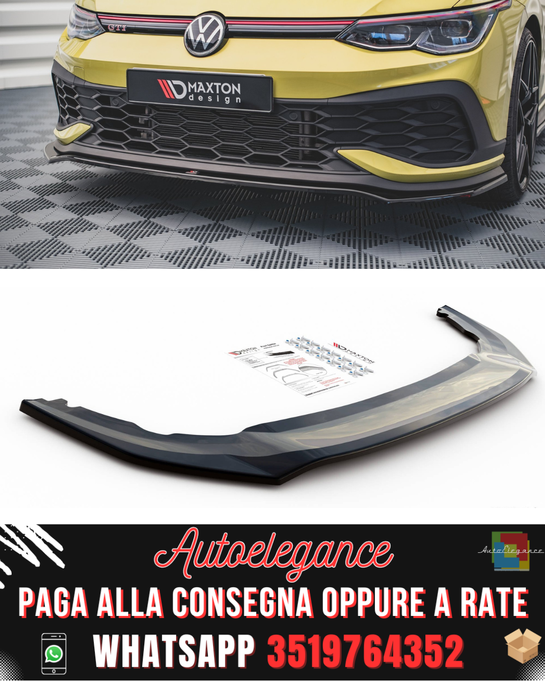 SPLITTER ANTERIORE ADATTO PER V.3 VOLKSWAGEN GOLF 8 GTI CLUBSPORT 2020