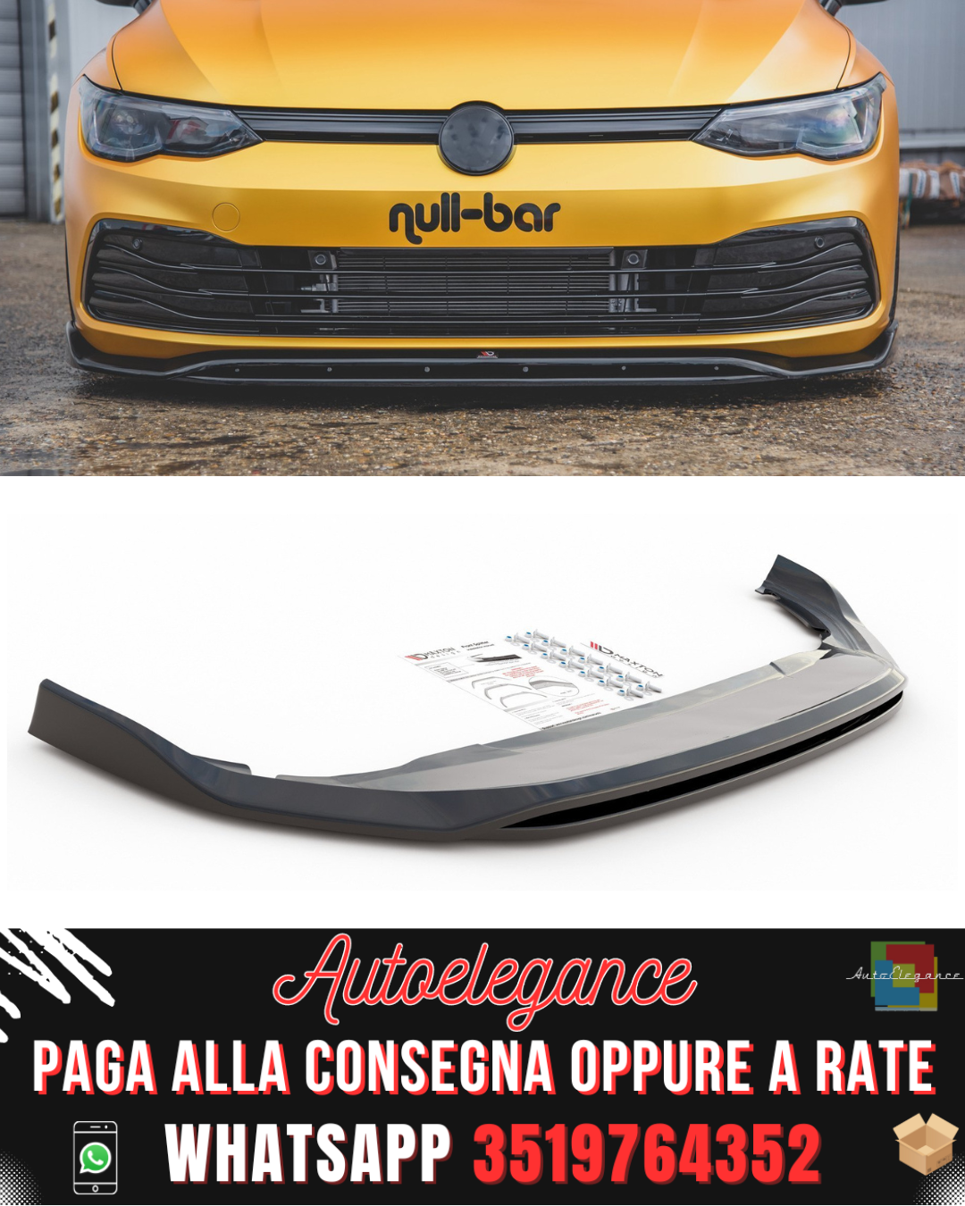 SPLITTER ANTERIORE V.2 ADATTO PER VW GOLF 8 2019