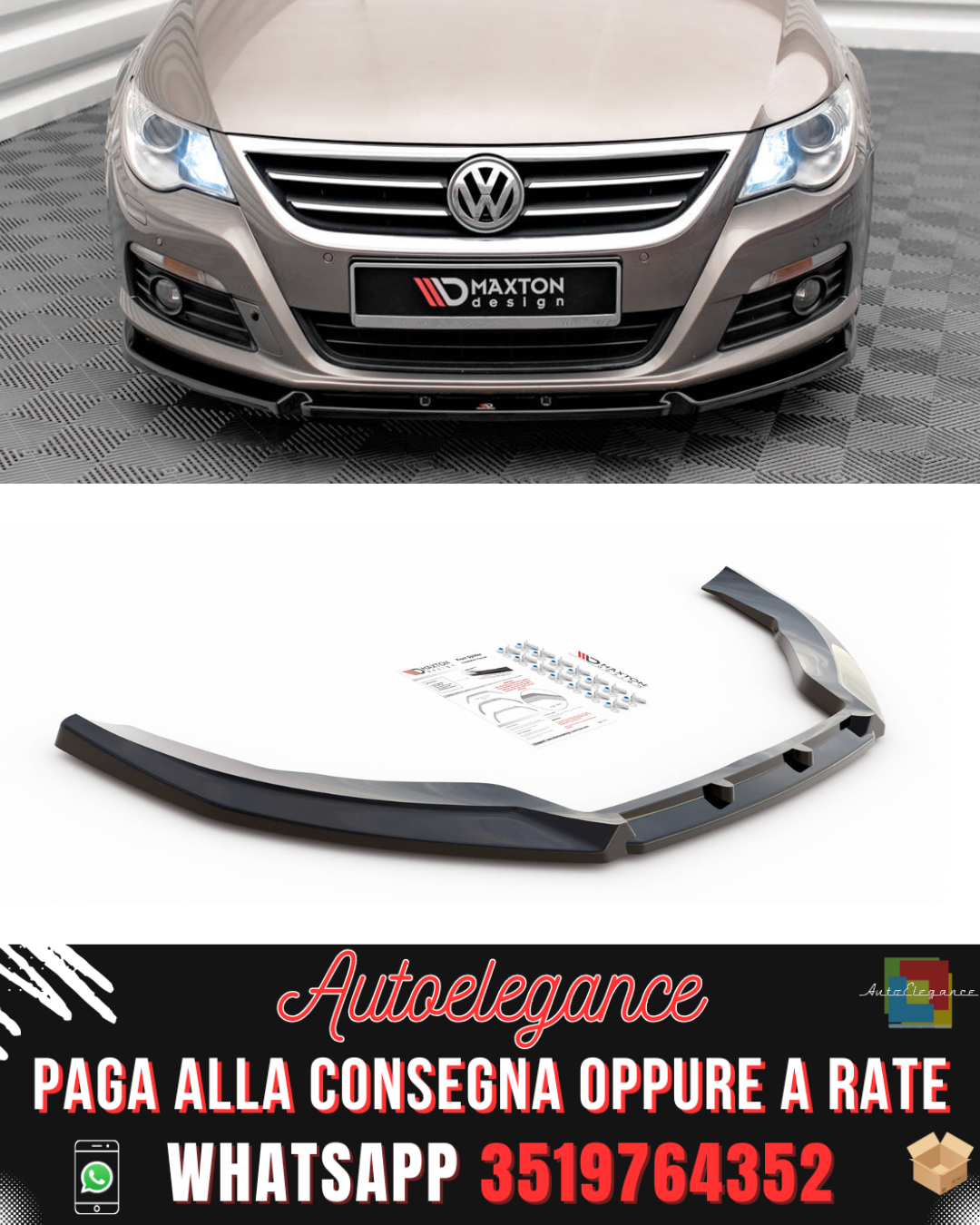 SPLITTER ANTERIORE adatto per V.3 VOLKSWAGEN PASSAT CC 2008-2012