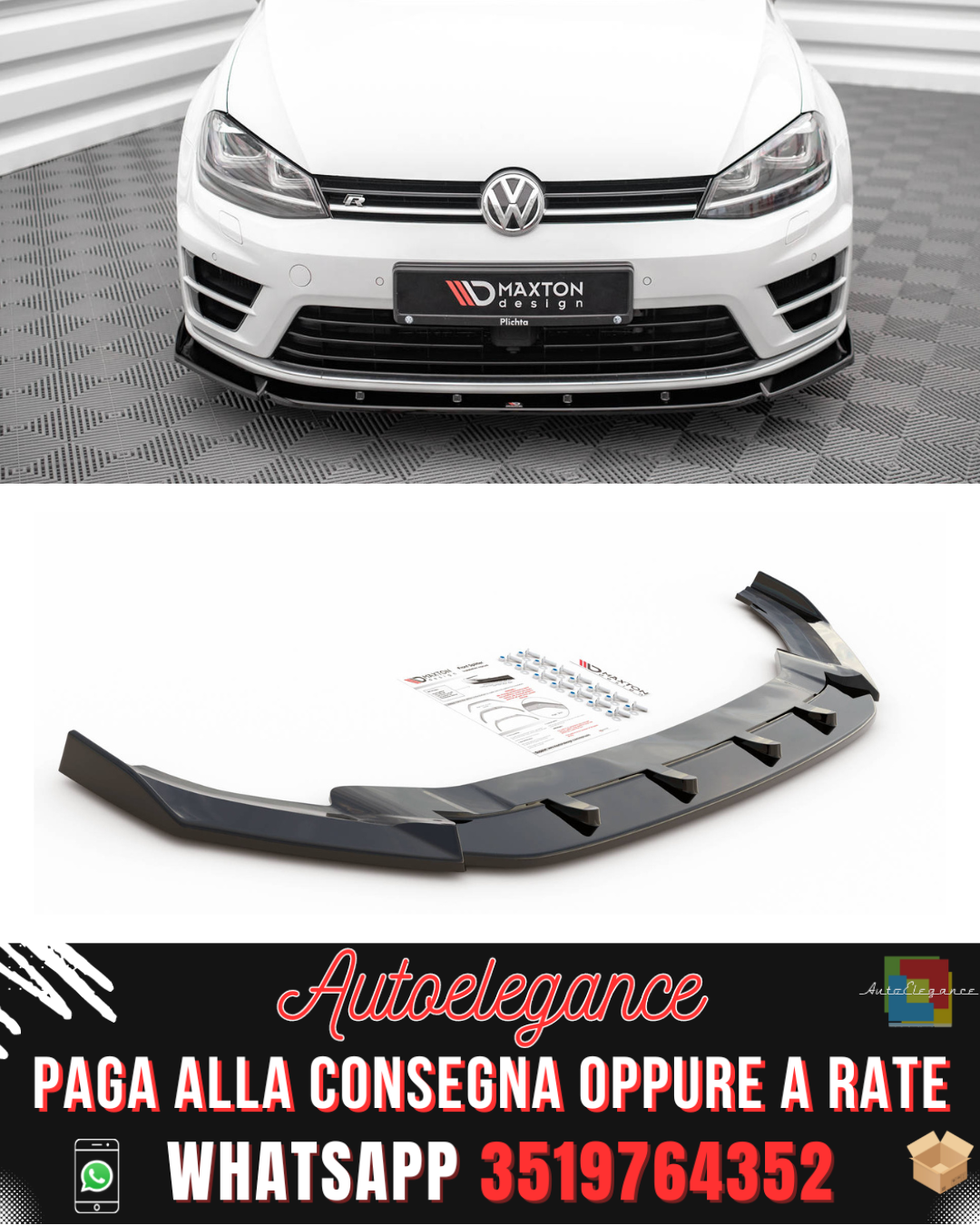 SPLITTER ANTERIORE ADATTO PER V.4 VOLKSWAGEN GOLF R MK7 2013-2016