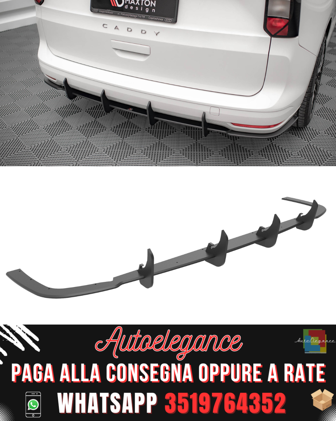 STREET PRO DIFFUSORE POSTERIORE adatto per VOLKSWAGEN CADDY MK5 2020-