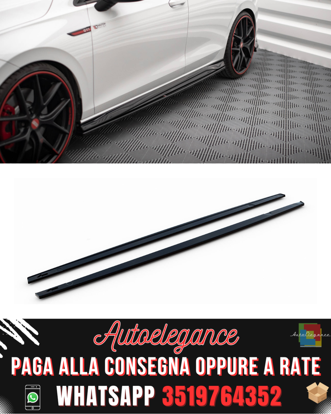 MINIGONNE LATERALI ADATTE PER VOLKSWAGEN GOLF GTI / GTI CLUBSPORT / R-LINE MK8 2020