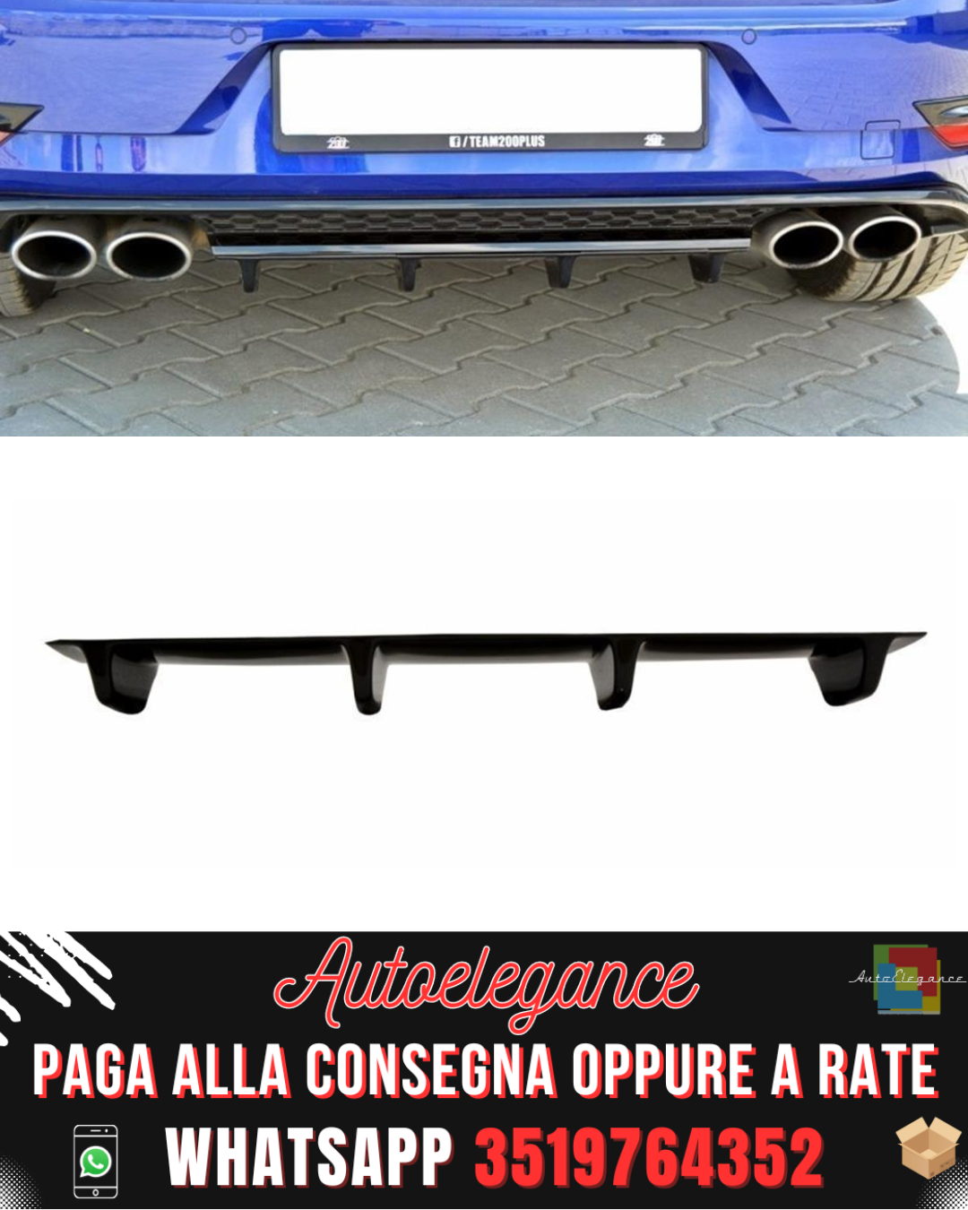 SPLITTER POSTERIORE CENTRALE adatto per VW GOLF VII R 2017