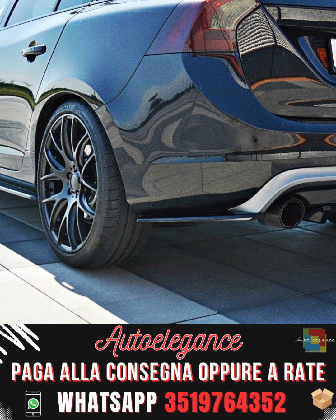 SPLITTER LATERALI POSTERIORI adatto per VOLVO V60 POLESTAR FACELIFT 2014-2018