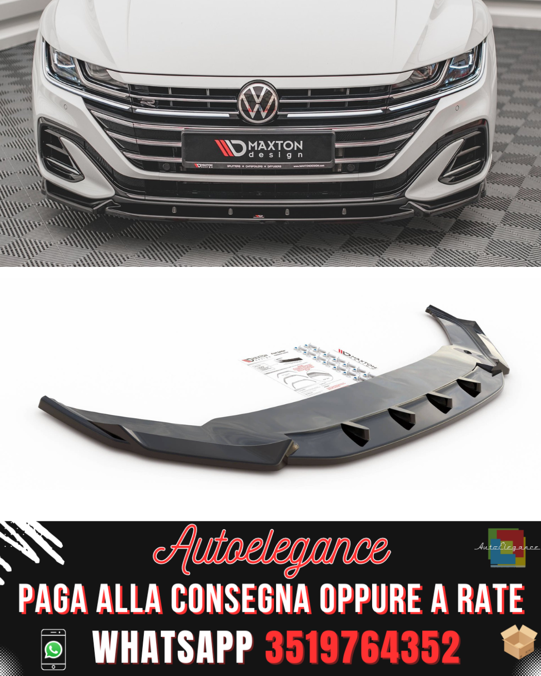 SPLITTER ANTERIORE V.1 ADATTO PER  VOLKSWAGEN ARTEON R-LINE FACELIFT 2020-