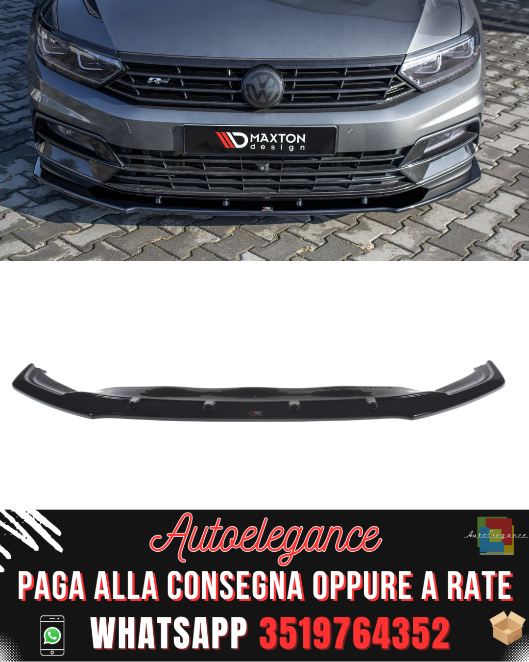 SPLITTER ANTERIORE V.1 adatto per VOLKSWAGEN PASSAT R-LINE B8