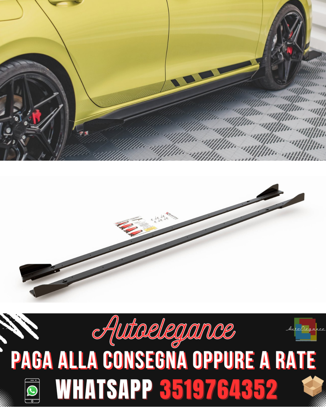 RACING DURABILITY MINIGONNE LATERALI + FLAP ADATTI PER VOLKSWAGEN GOLF 8 GTI / GTI CLUBSPORT / R-LINE 2020