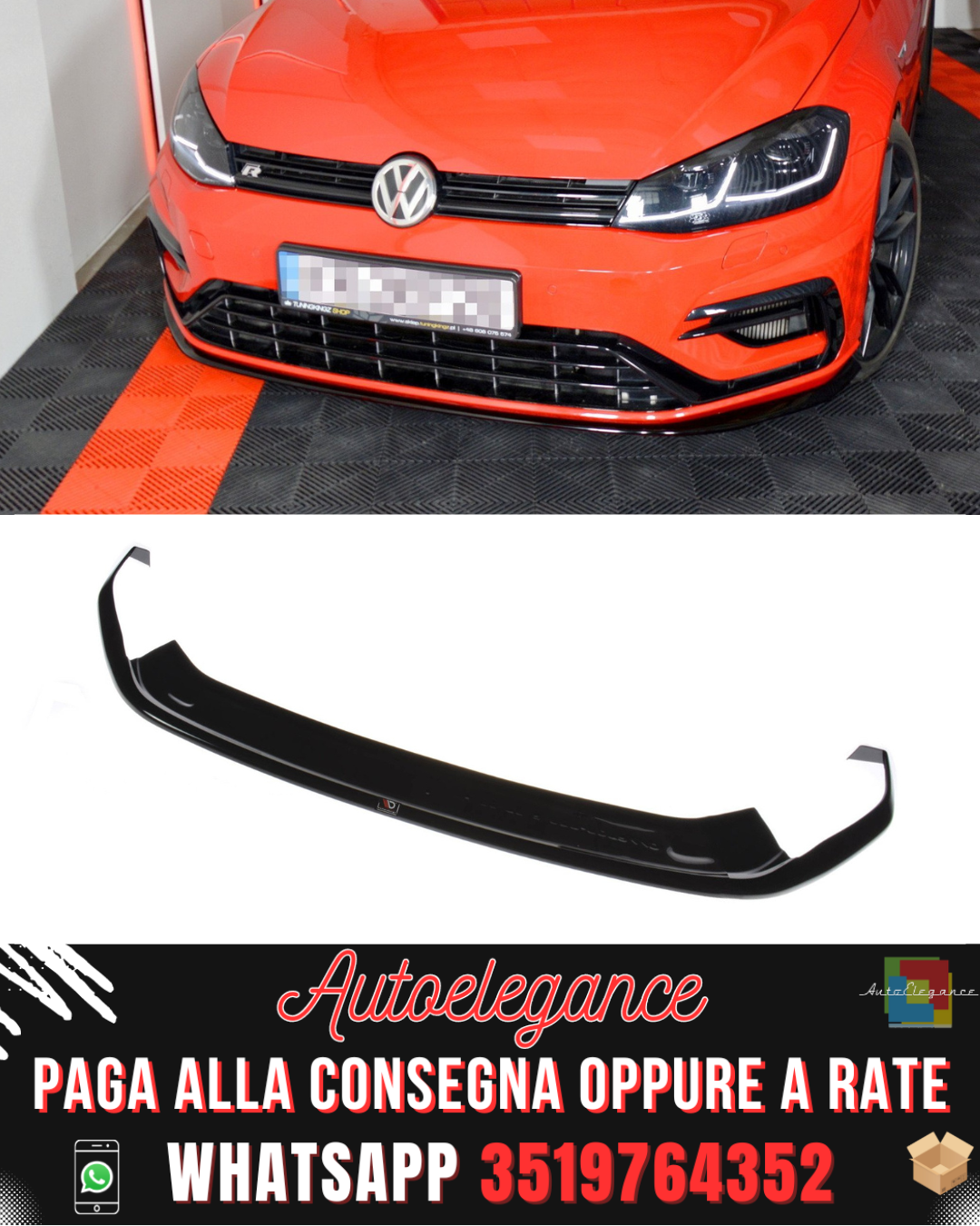 SPLITTER ANTERIORE V.7 adatto per VW GOLF 7 R / R-LINE FACELIFT 2017-2020