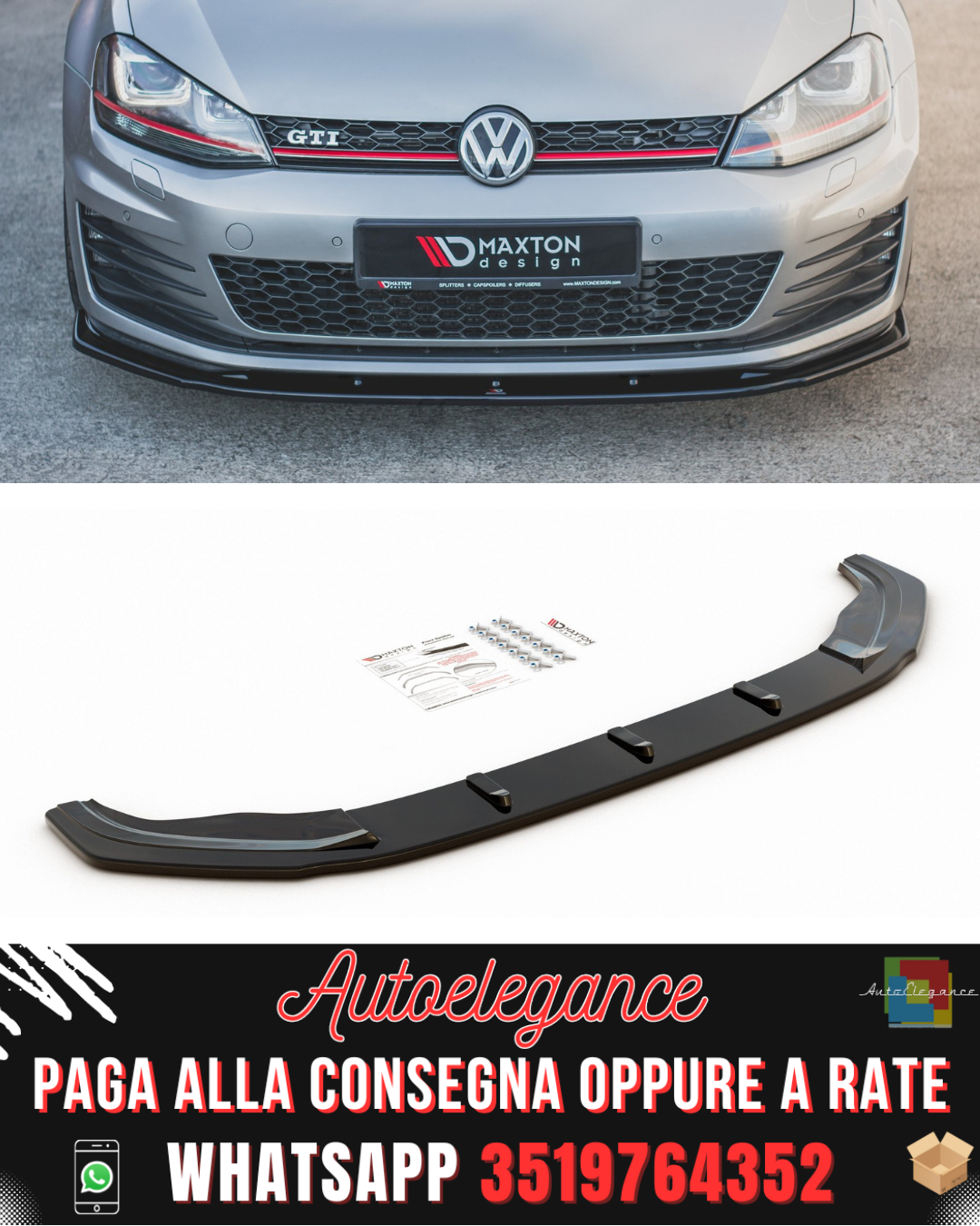 SPLITTER ANTERIORE V.1 adatto per  VW GOLF 7 GTI 2013-2016