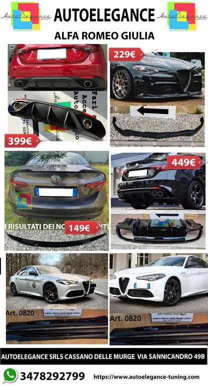 ART. 0345 DIFFUSORE GIULIA 2016-2021 STANDARD LOOK QUADRIFOGLIO NERO LUCIDO