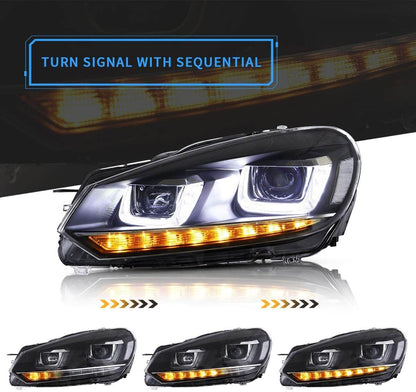 Fari a proiettore con 2 lampadine LED D2S per Volkswagen Golf 6 / MK6 2010-2014
