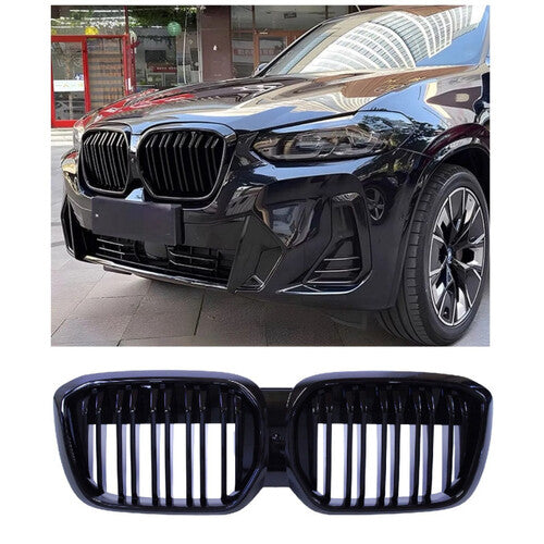 😎Griglia rene compatibile con BMW iX3 G08 doppie barre nero lucido😎