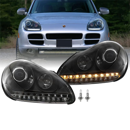 💫ART.4915 FARI ANTERIORI DAYLIGHT NERI HID PER PORSCHE CAYENNE 2002-2006💫