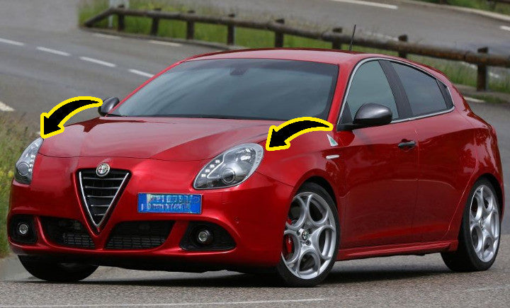 2124✨FARI ANTERIORI LED ADATTO PER ALFA ROMEO GIULIETTA 10+ NERI CON LENTICOLAR✨