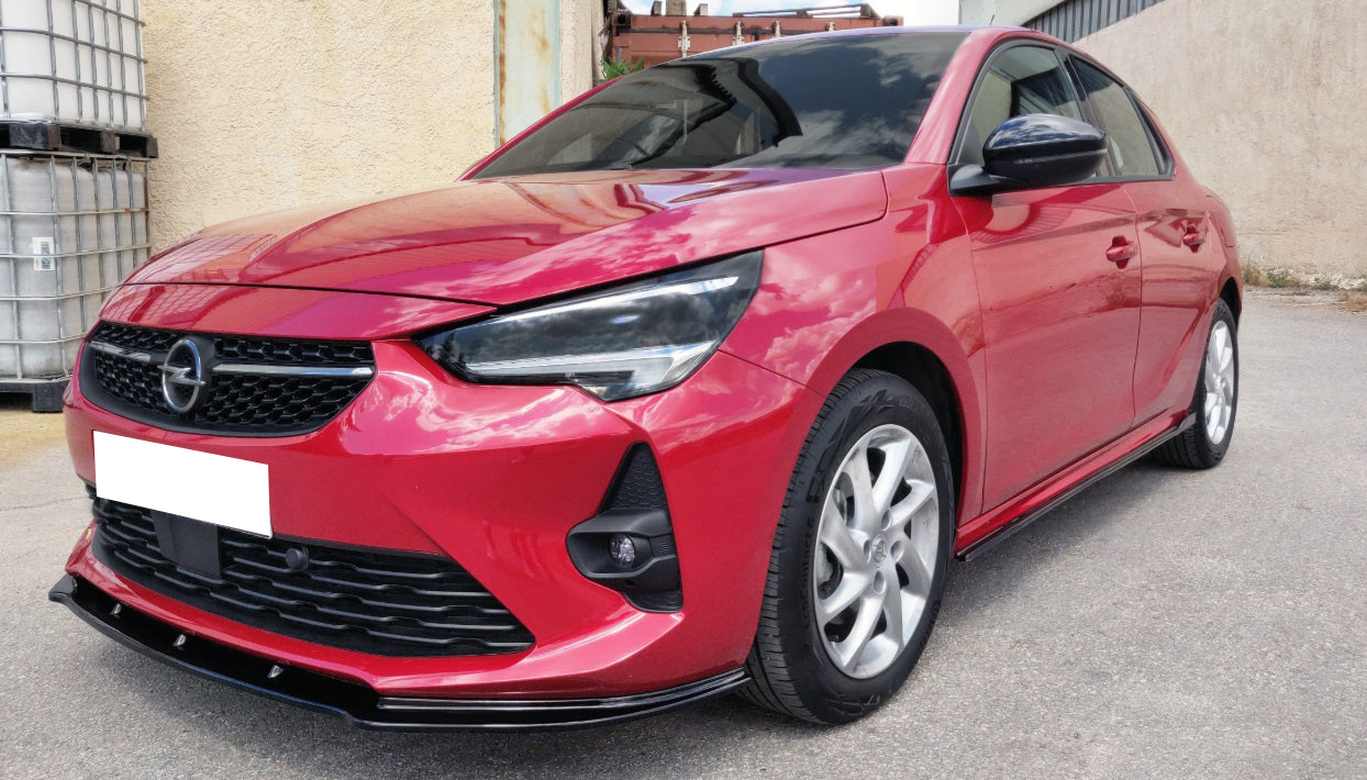 OPEL CORSA F FRONT BUMPER BLADE IN ABS SPORTS LOOK BLACK SPLITTER