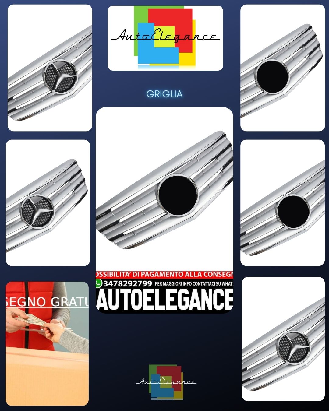 Griglia sportiva griglia per Mercedes W211 S211 E 2006-2009 cromo argento AMG