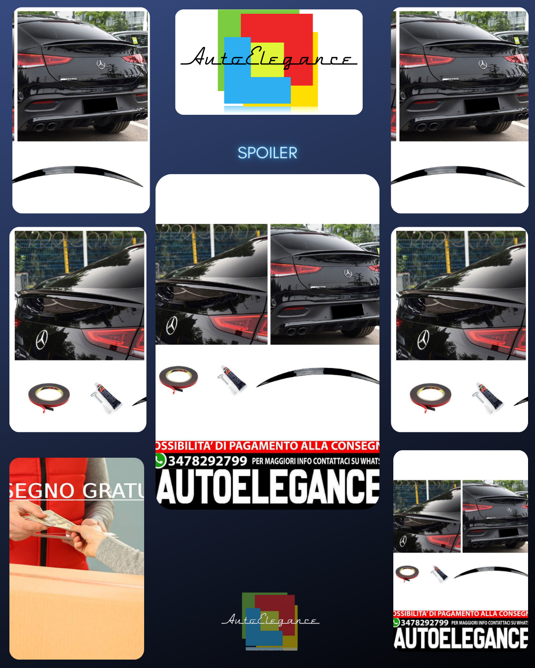 Adatto per Mercedes C167 GLE Coupé SPOILER POSTERIORE LIP NERO LUCIDO