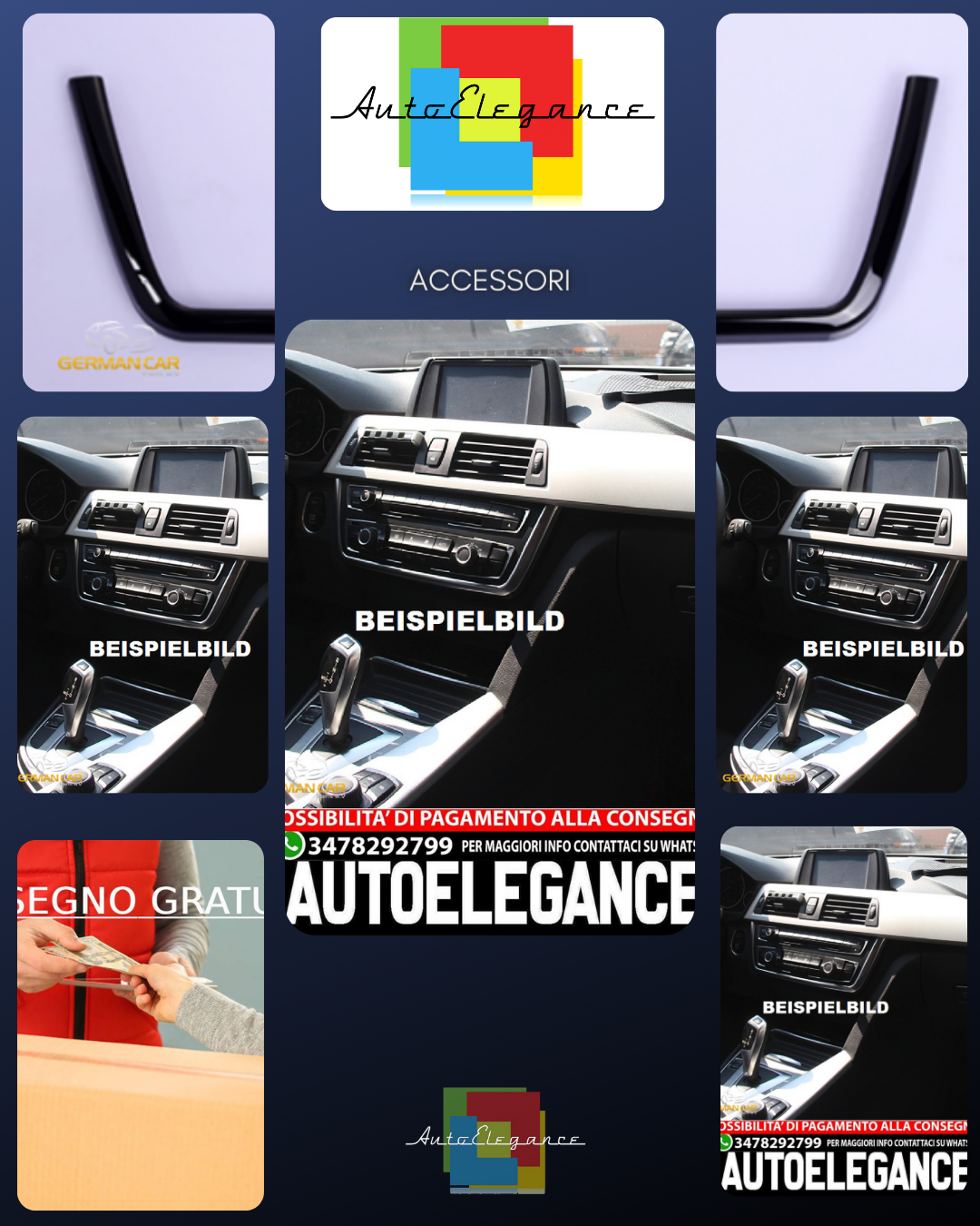 Per BMW Serie 3 F30 e F31 telaio nero lucido console centrale