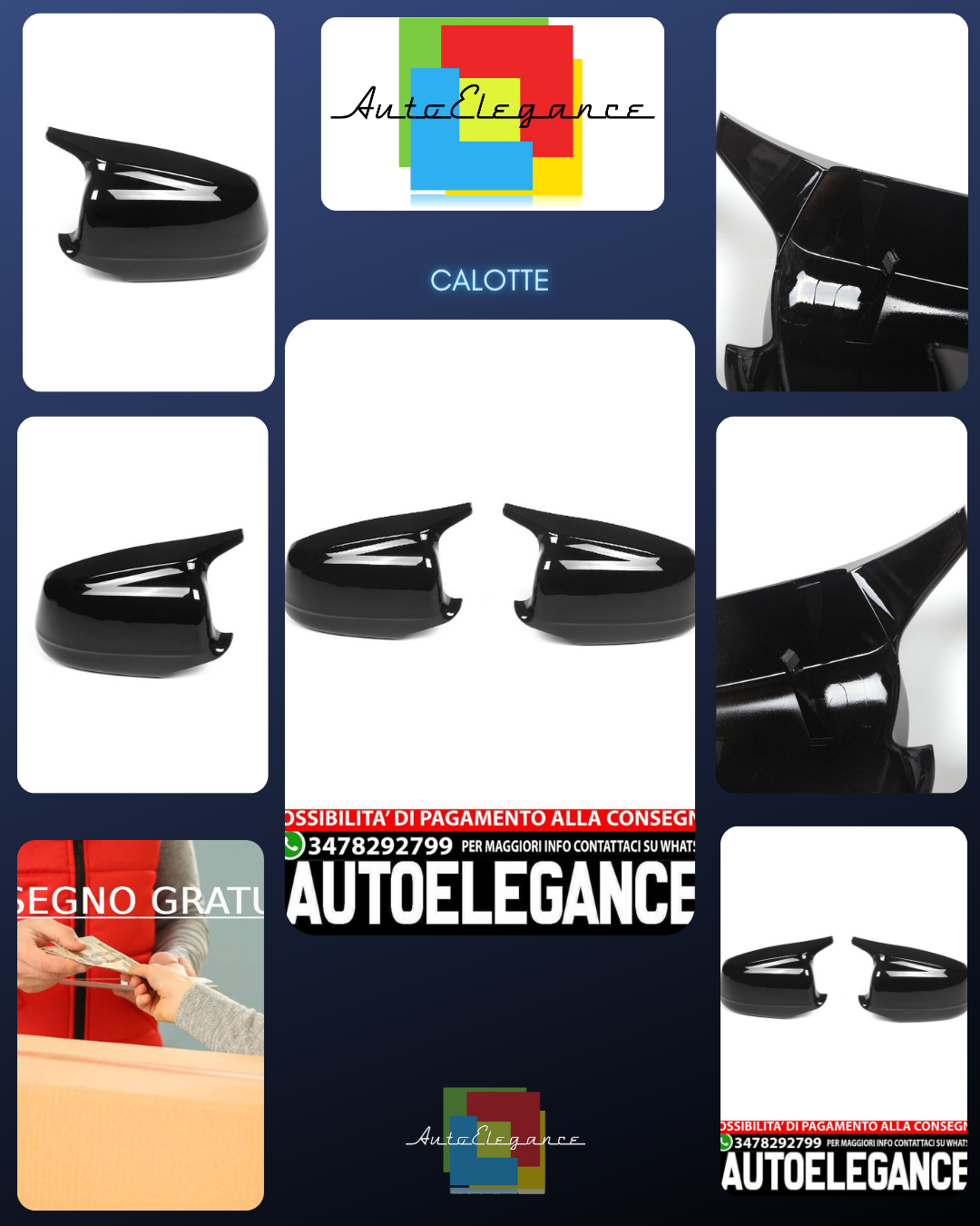 Copri specchietti sportivi neri da sostituire per BMW F10 F11 AUTOELEGANCERICAMBI