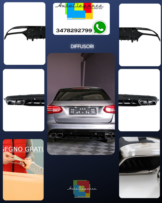 Diffusore per Mercedes C W205 S205 14-20 C63S LOOK AMG SPORT LINE