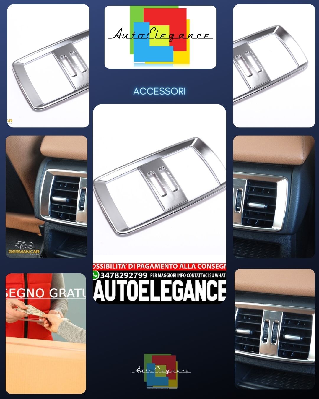 Per BMW X3 X4 F25 F26 pannello telaio cromato bracciolo centrale ugelli aria
