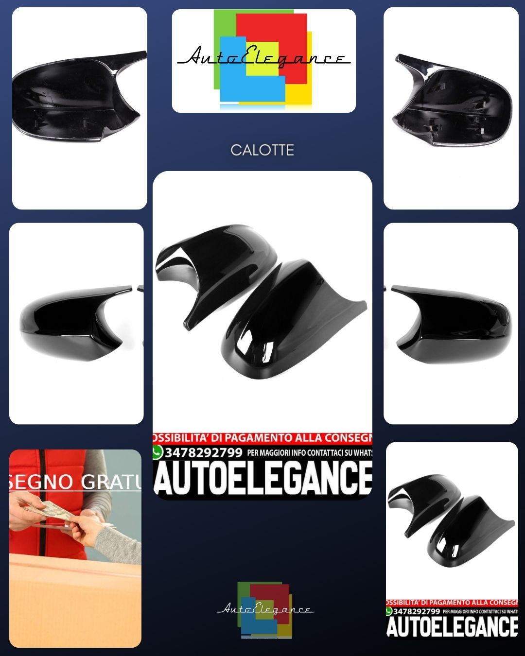 Tappi per specchietti neri sportivi per cambio per BMW E87/E81/E82/E88 + E90/E91/E92/E93 LCI