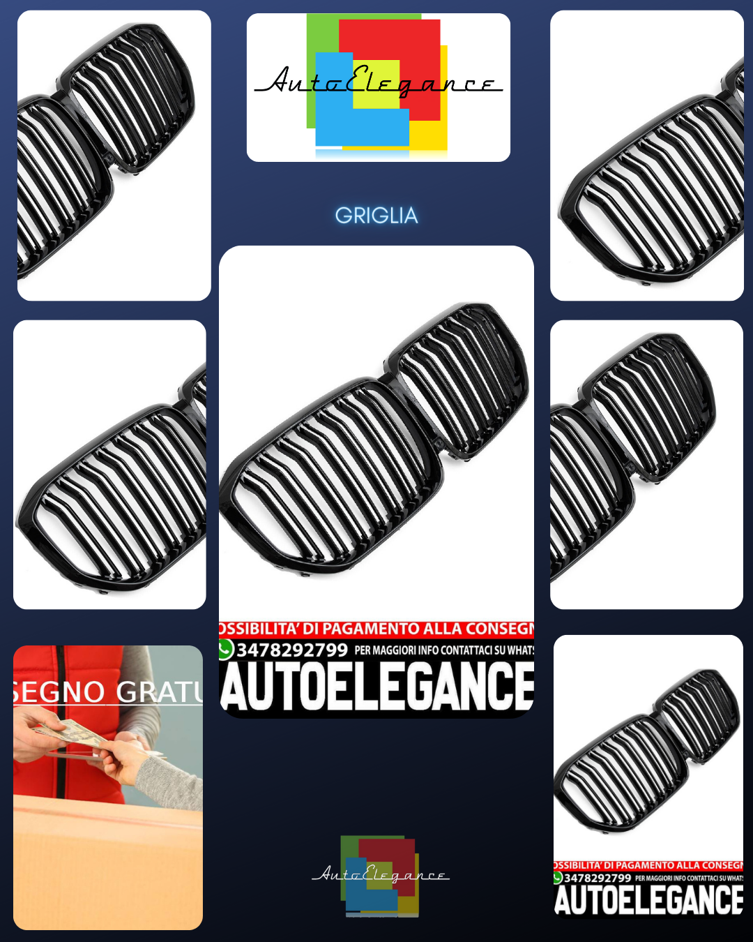 SUITABLE FOR BMW X5 G05 RADIATOR GRILLE DOUBLE BRACKET GLOSS BLACK 