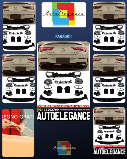Per Mercedes W118 C118 CLASSE CLA Diffusore + Paraurti Scarico 2x2 NERO AMG
