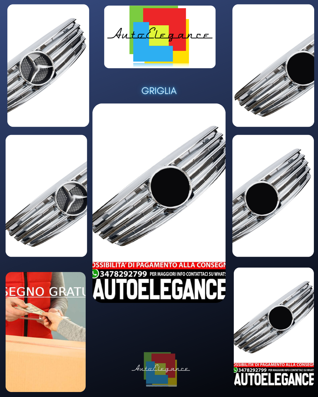 Griglia sportiva per Mercedes W211 S211 E 2002-04 / 2006 cromata AMG LOOK