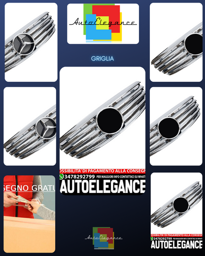 Griglia sportiva per Mercedes W211 S211 E 2002-04 / 2006 cromata AMG LOOK