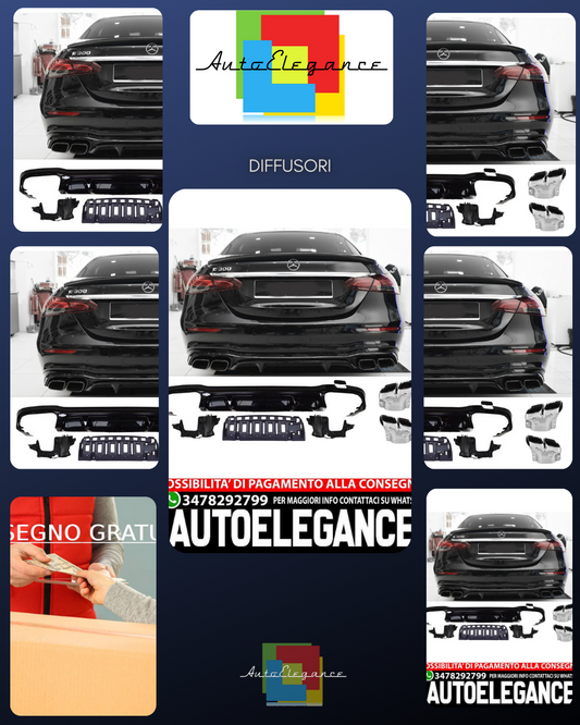 Diffusore spoiler posteriore + punte di scarico (CROMO) in E63 AMG LOOK