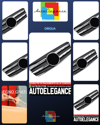Griglia per Mercedes C208 A208 CLK cromata nera AMG