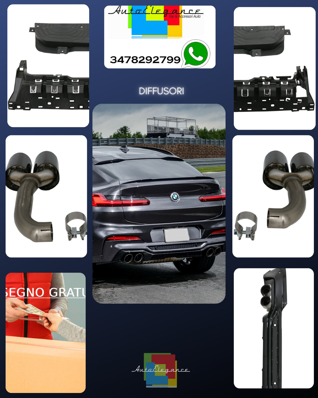 Punte scarico doppia uscita diffusore paraurti per BMW X4 G02 18+ M Sport